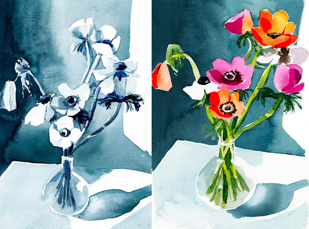 aquarelle-valeurs-fleurs-nature-morte
