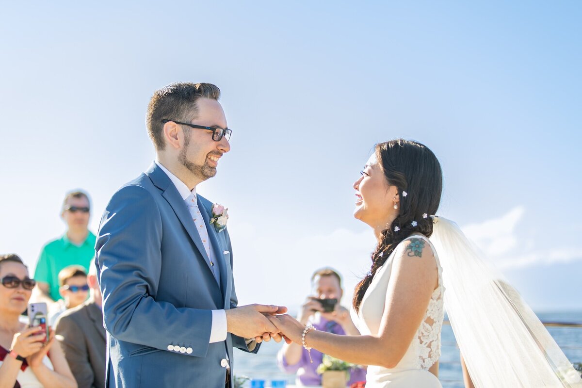 exchanging wedding vows in Maui, Hawaii