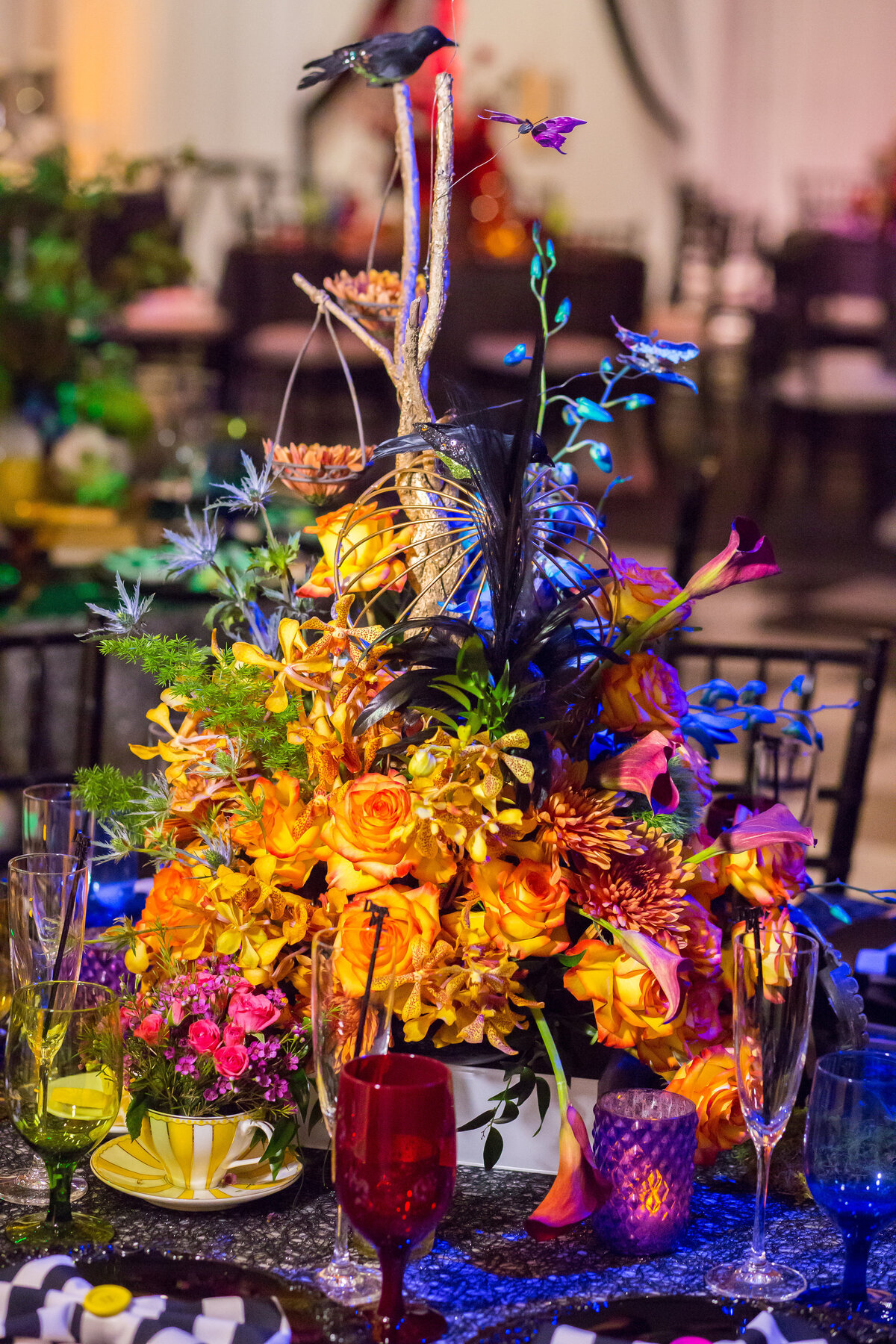 27 - Dali Museum St. Pete Wedding Reception Alice in Wonderland Centerpiece - Tampa Bay Wedding Planner