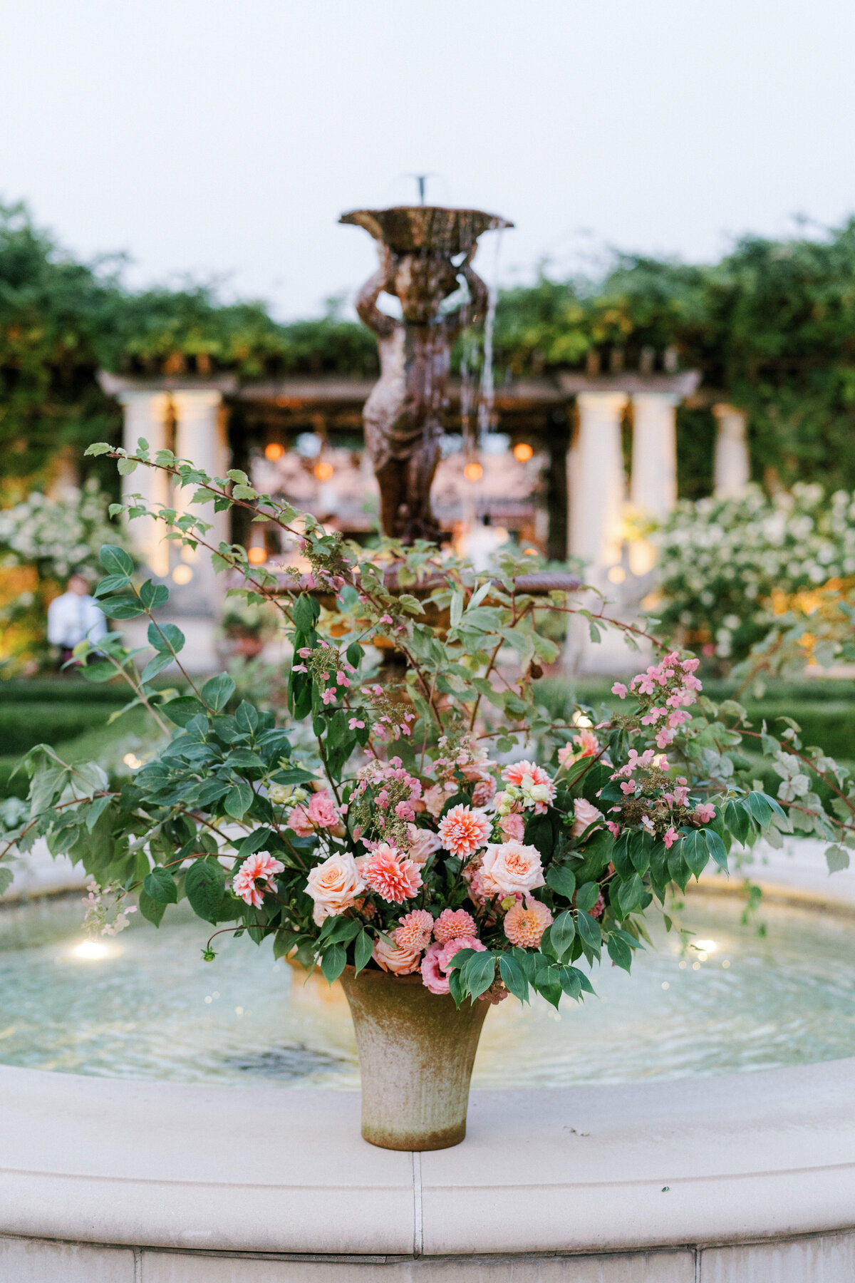 garden floral displays at wedding in Glenmere Mansion