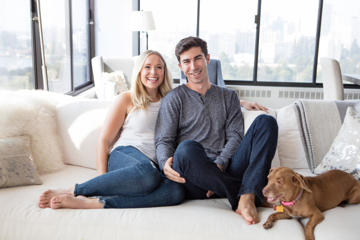 Beautiful Engagement Photos in the Couples Sky Rise Apartment in San Francisco