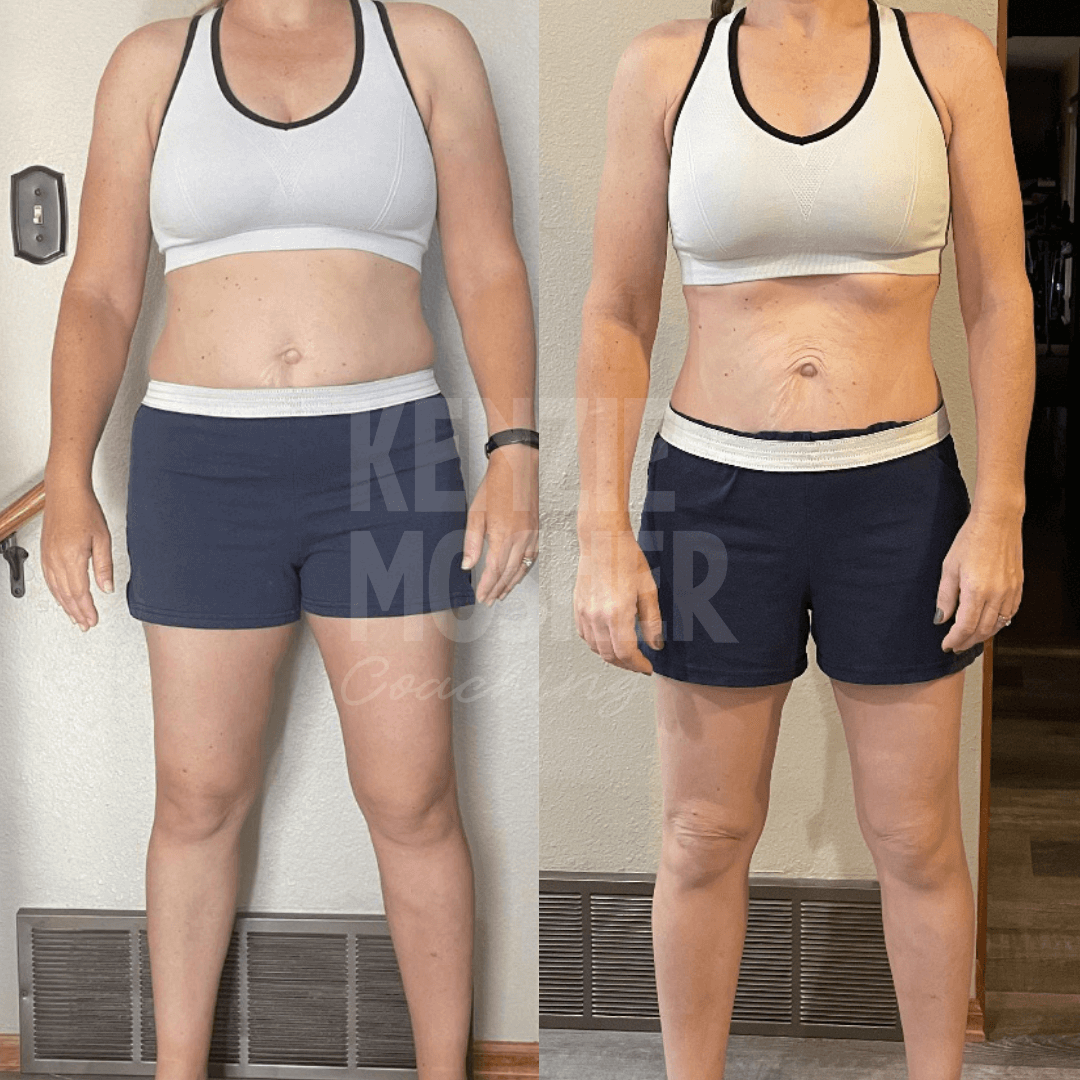 Before and after showing sustainable fat loss and restored balance.