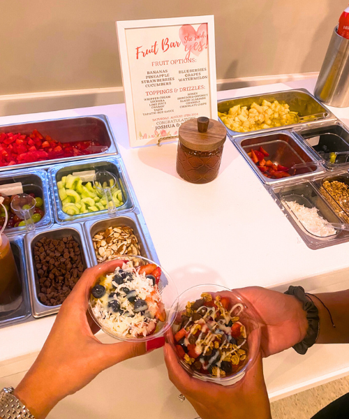 Custom fruit dessert cup with toppings