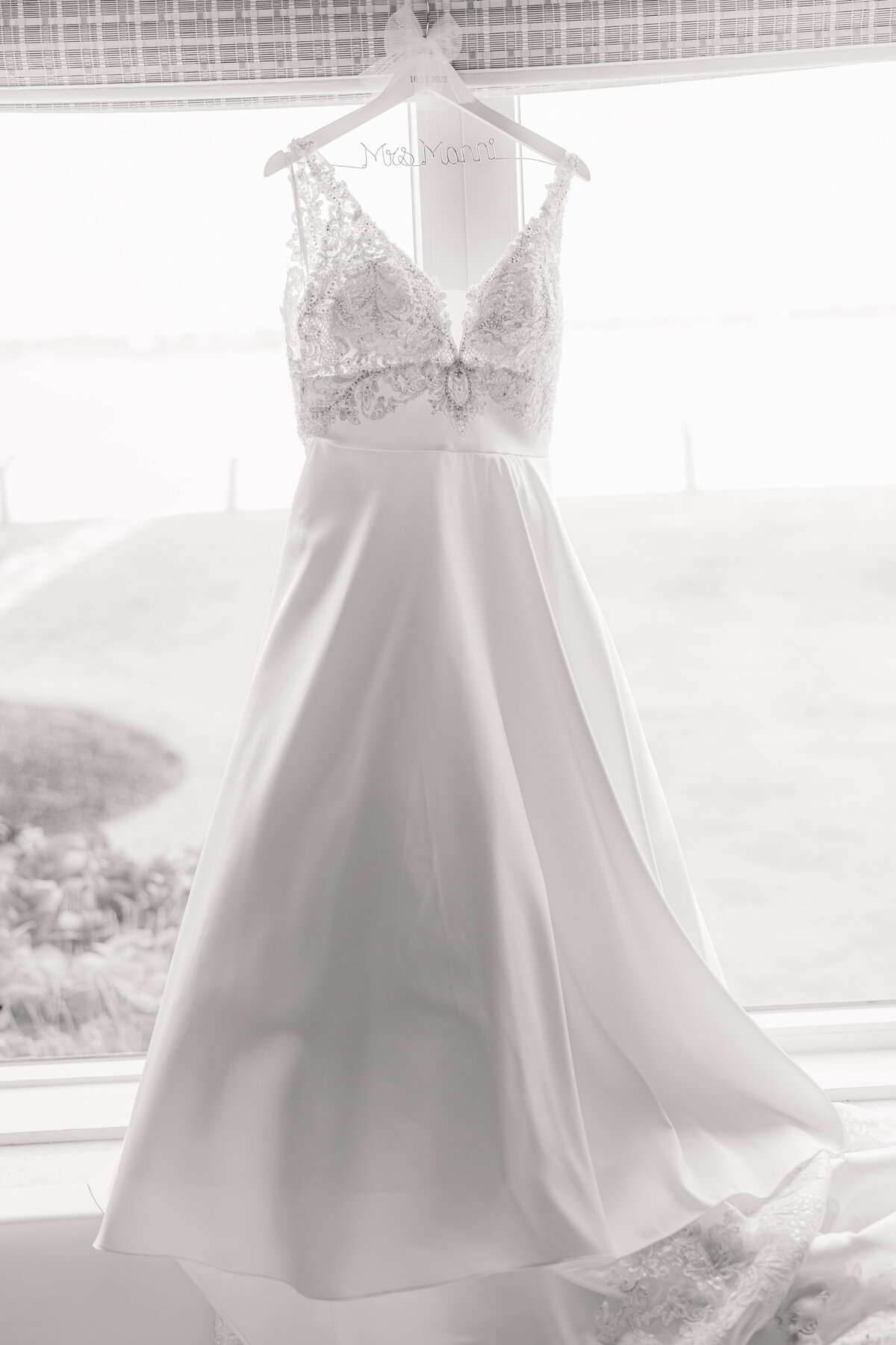 black and white wedding dress Newport wedding