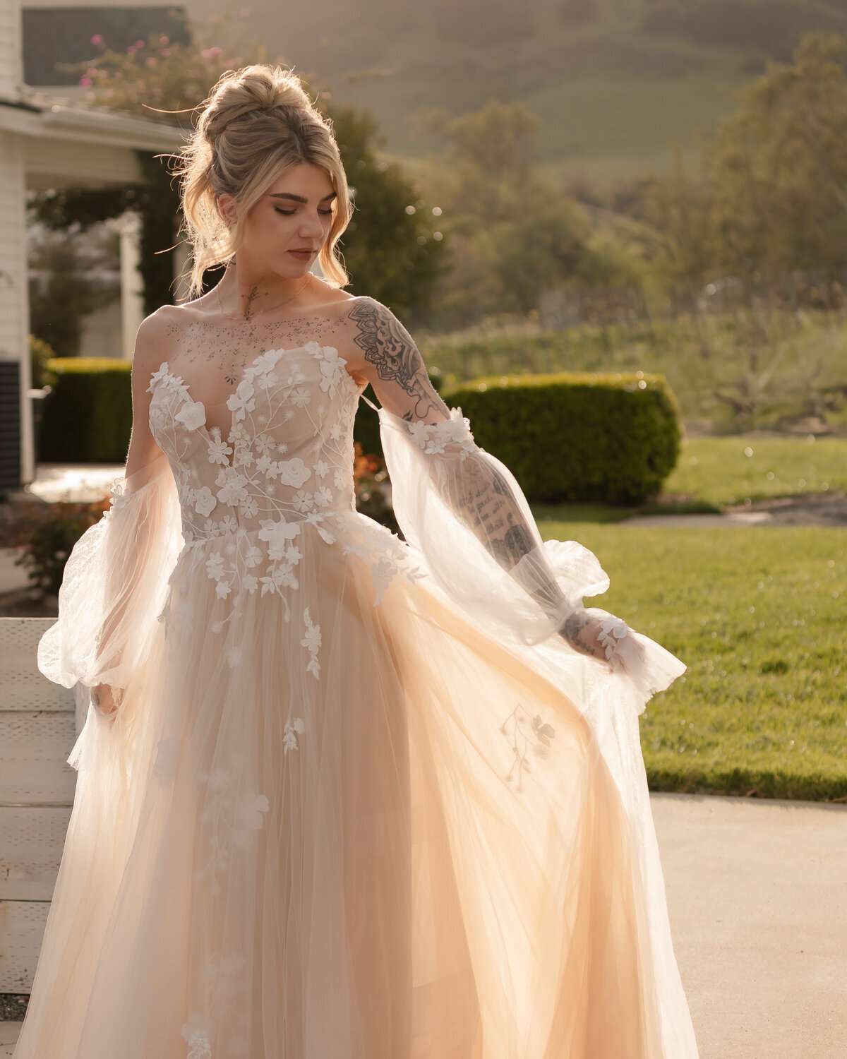 Elopement weddings photos bride  in San Luis Obispo at Higuera Ranch