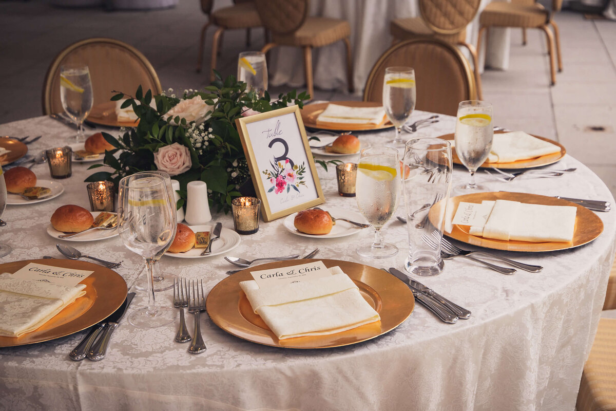 Nassau Inn Princeton Wedding Reception Gold Round Table Setting