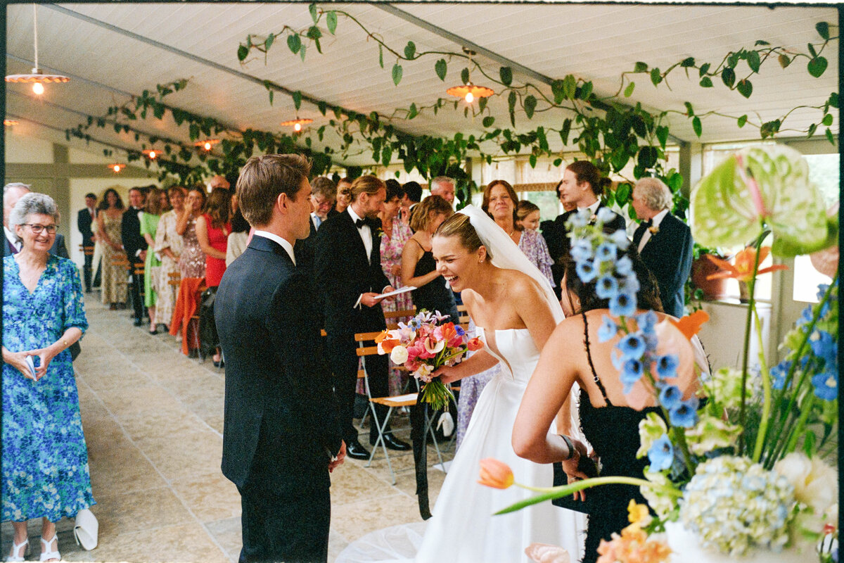 Wedding ceremony at Kin House captured on 35mm film