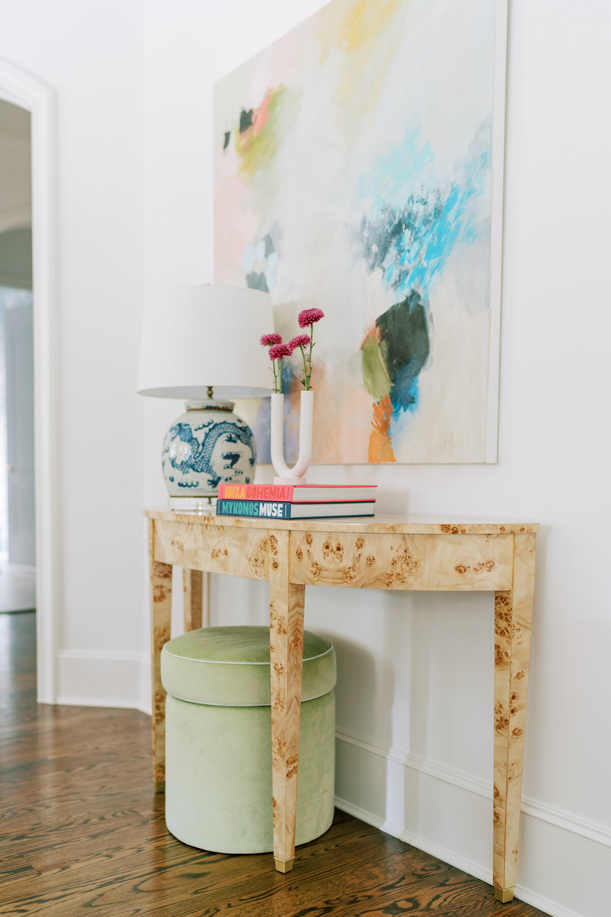 oyster creek studios spring valley remodel burl wood console angle