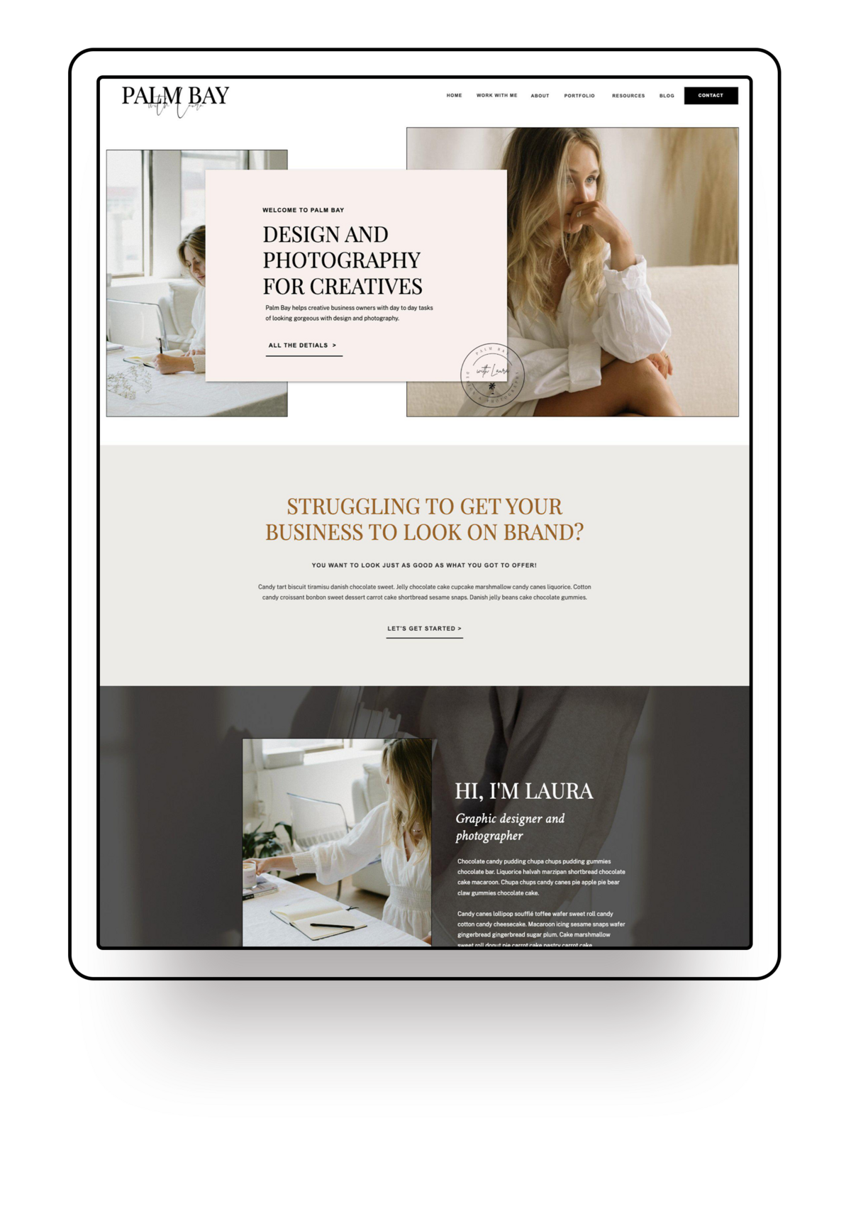 Website template offered for showit template customization Palme Design Co