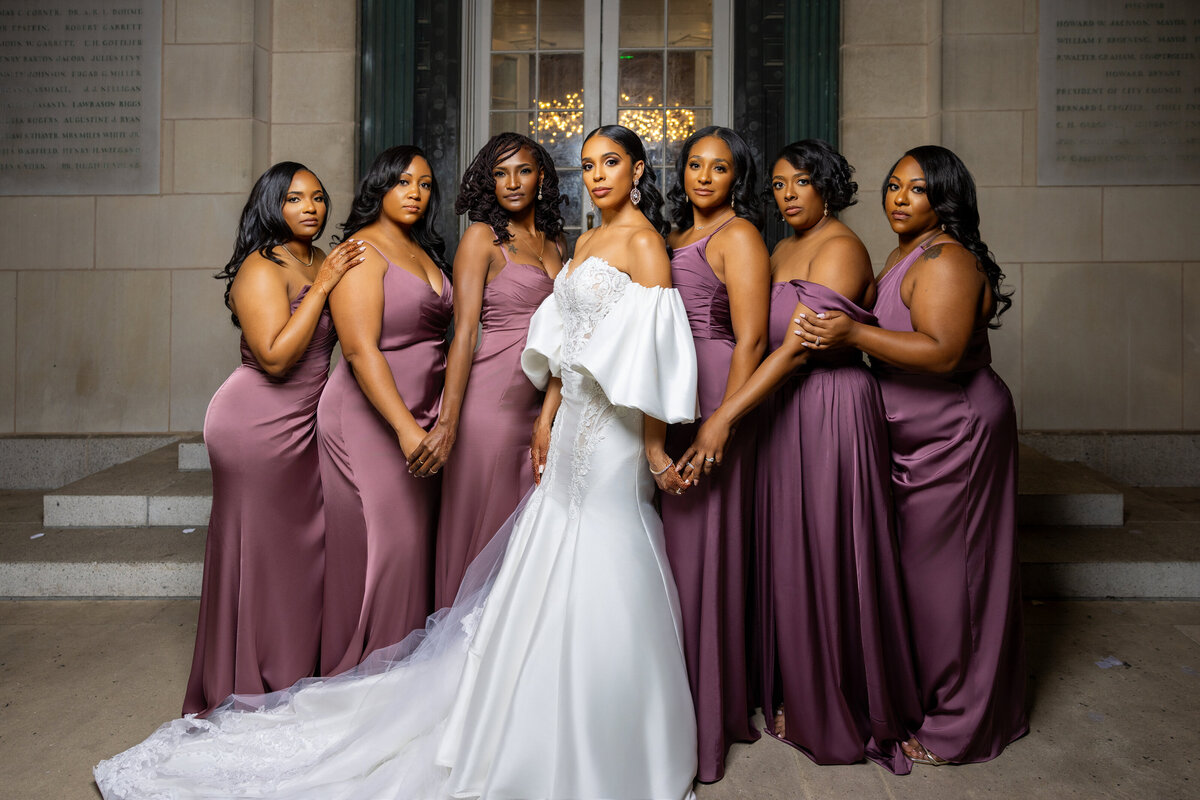 bride with bridesmaids