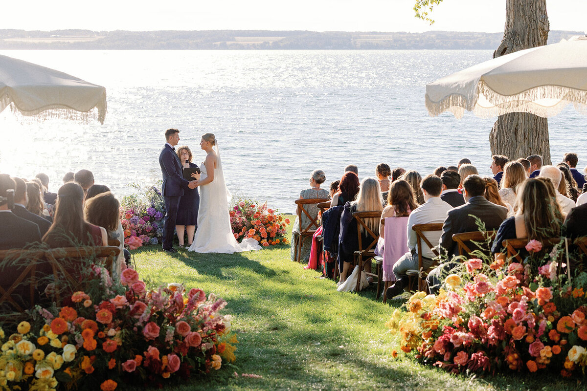 Colorful Summer Lakeside New England Wedding Ceremony - Verve Event Co. - Laura Rose Photography (2)