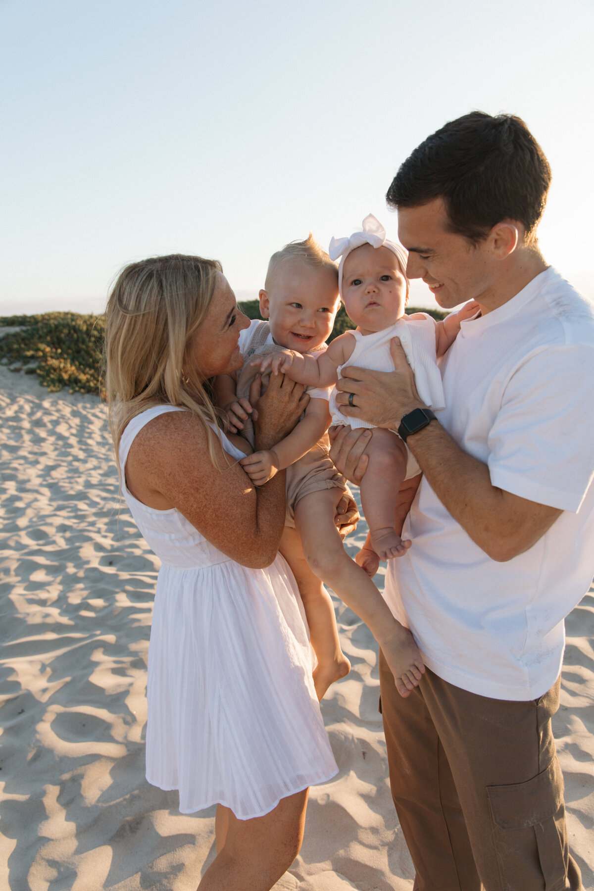 family on beach