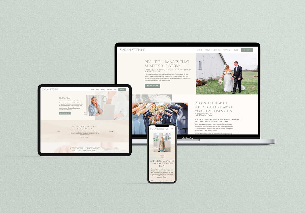 custom web design showcasing a timeless, calming aesthetic