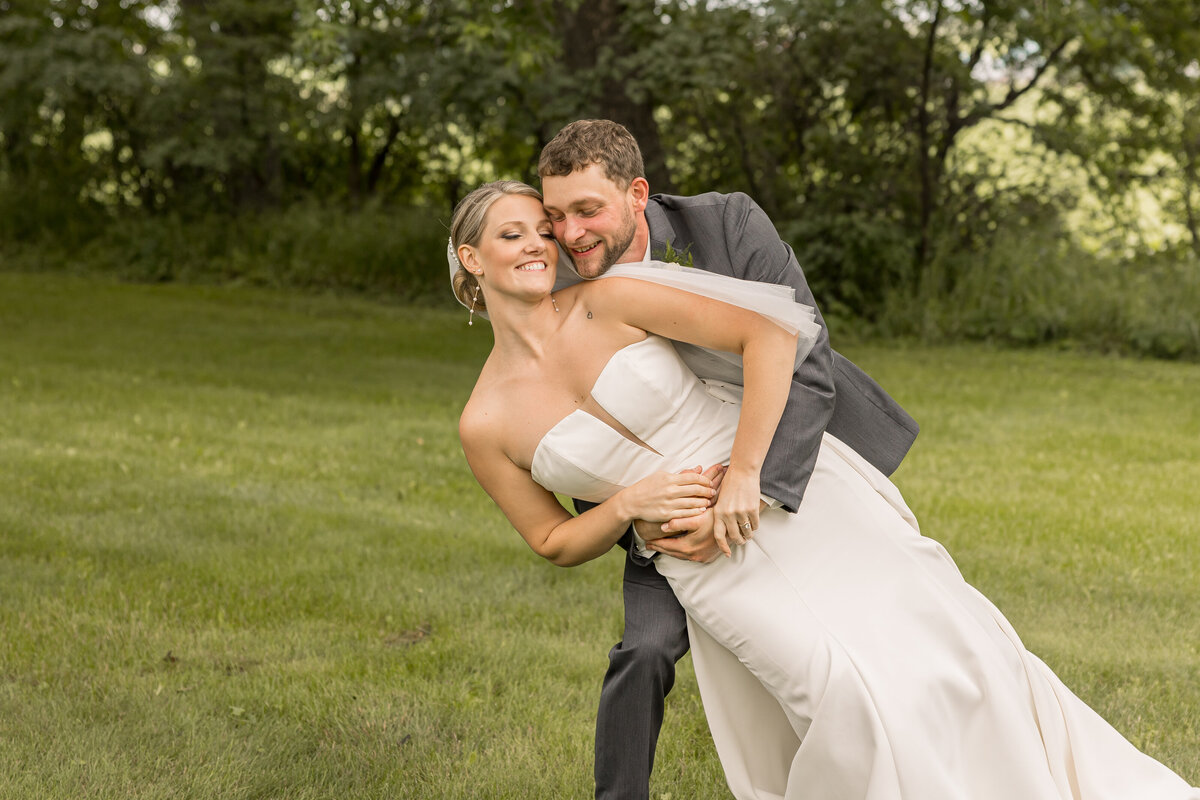Bride and groom couple portraits in Central MN on wedding day