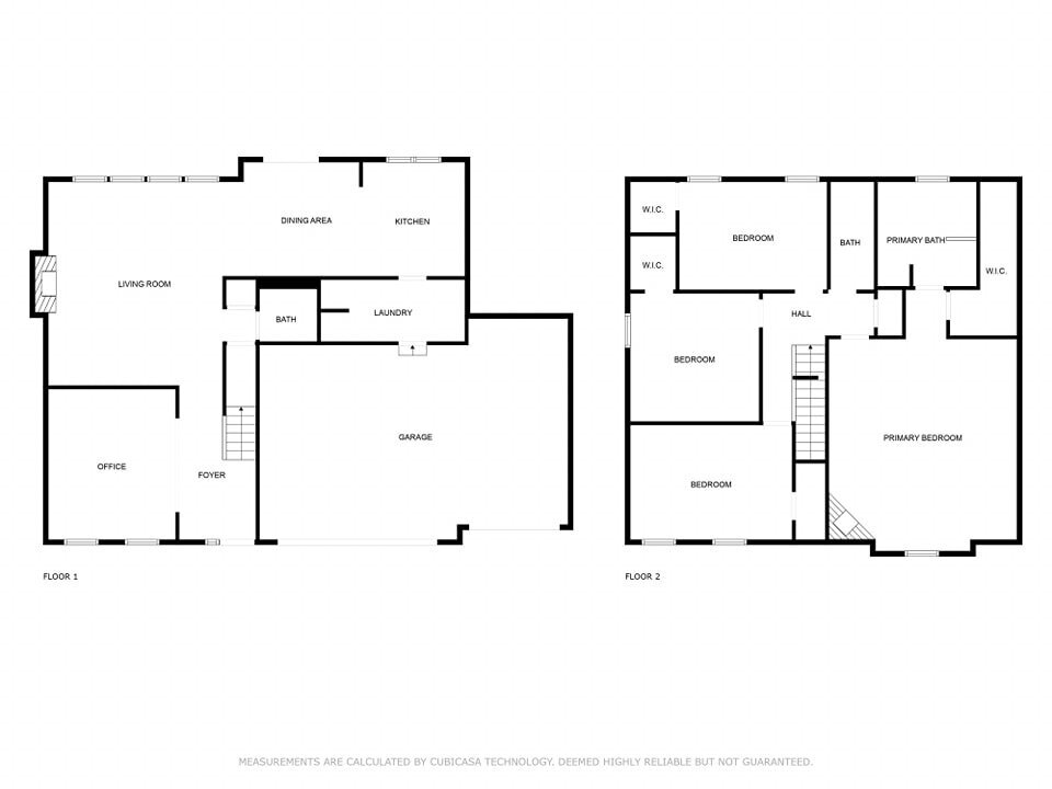 Floor plan showing the layout of a two story home.