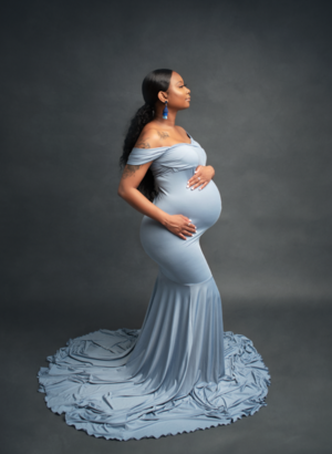 Blue Maternity Dress Gown Charlotte