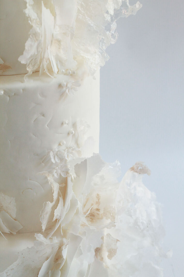 white textured lace wedding cake, Hamilton ON wedding cakes