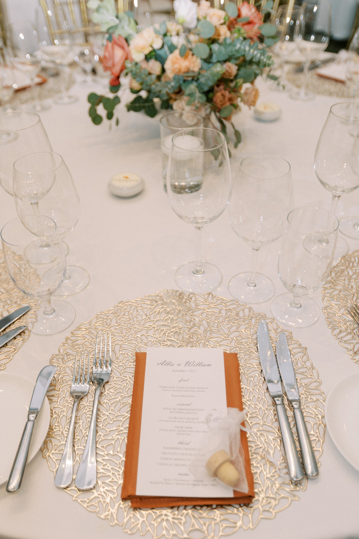 napa wedding reception table