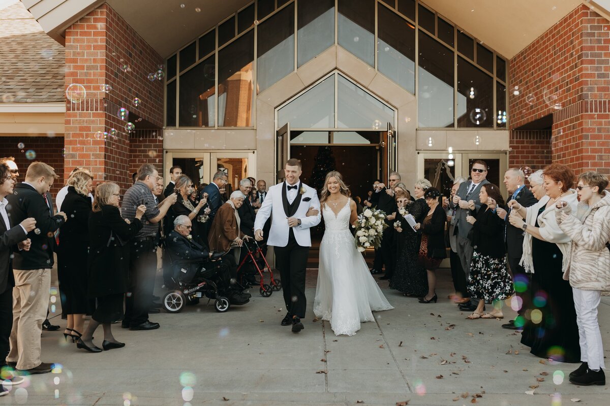 bride and groom send off