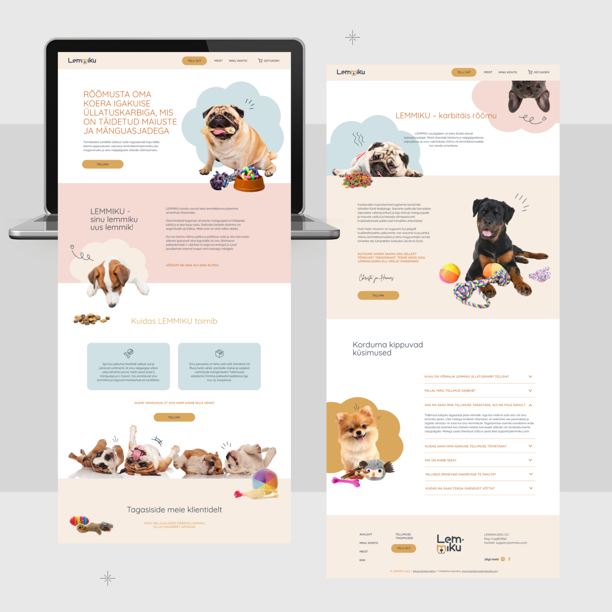 Beautiful, fun website design for a pet brand