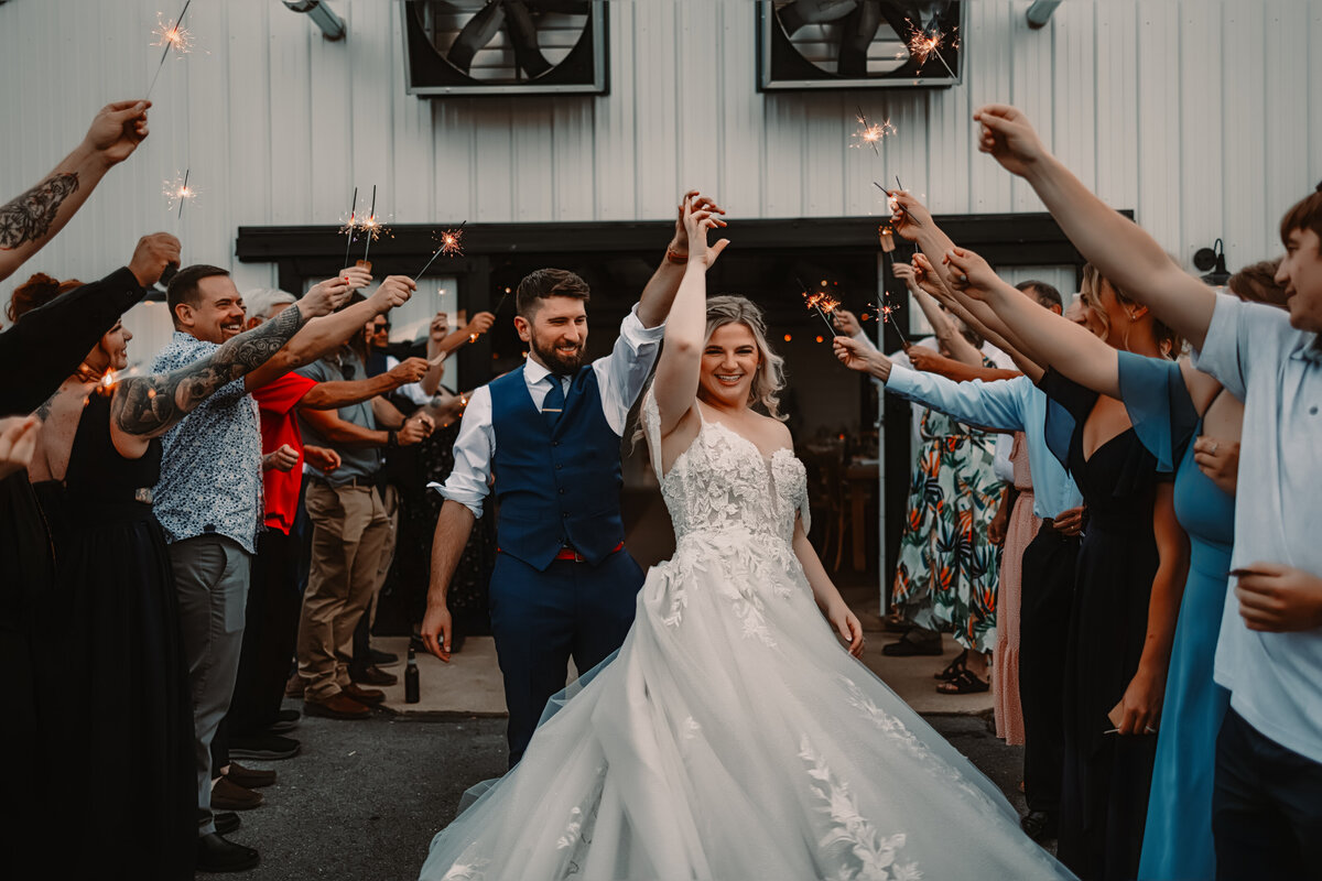 Pennsylvania Wedding Photographer Grayce Gardens Greenhouse Wedding Sparkler Exit