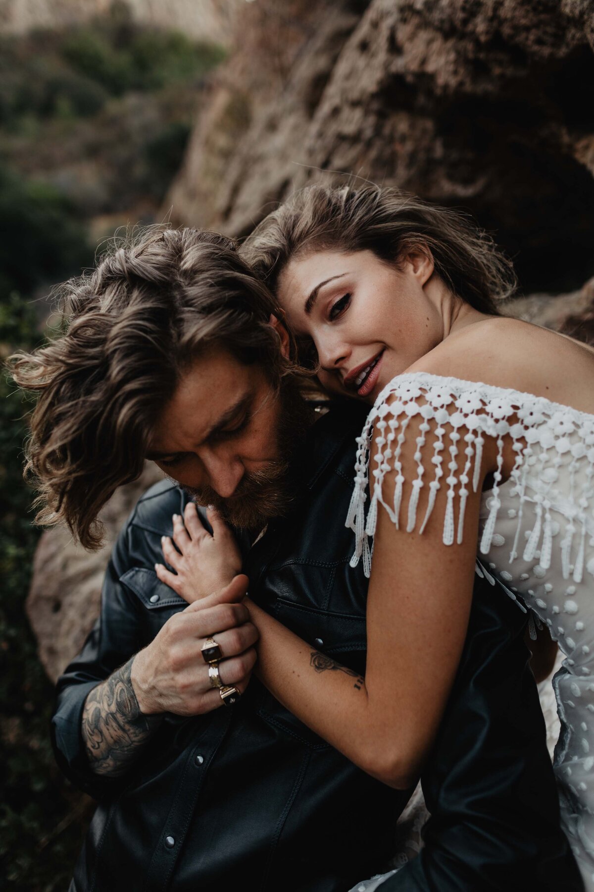Adventure elopement at Malibu Creek State Park in the Santa Monica Mountains of California photographed by Magnolia and Ember.