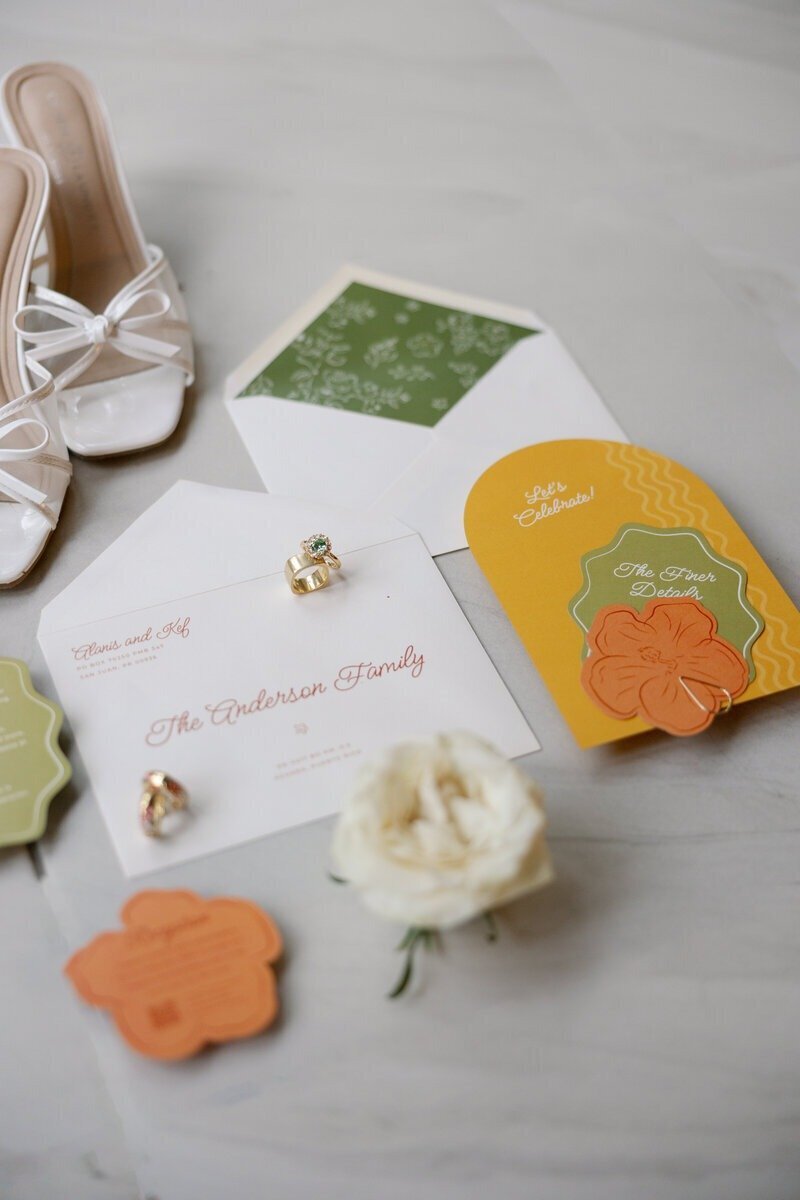 Wedding detail flatlay photographed by San Juan Puerto Rico photographer

