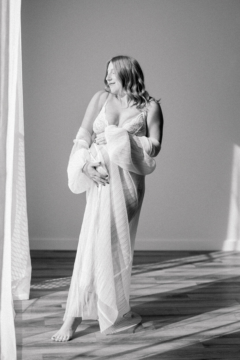 maternity photo in a robe