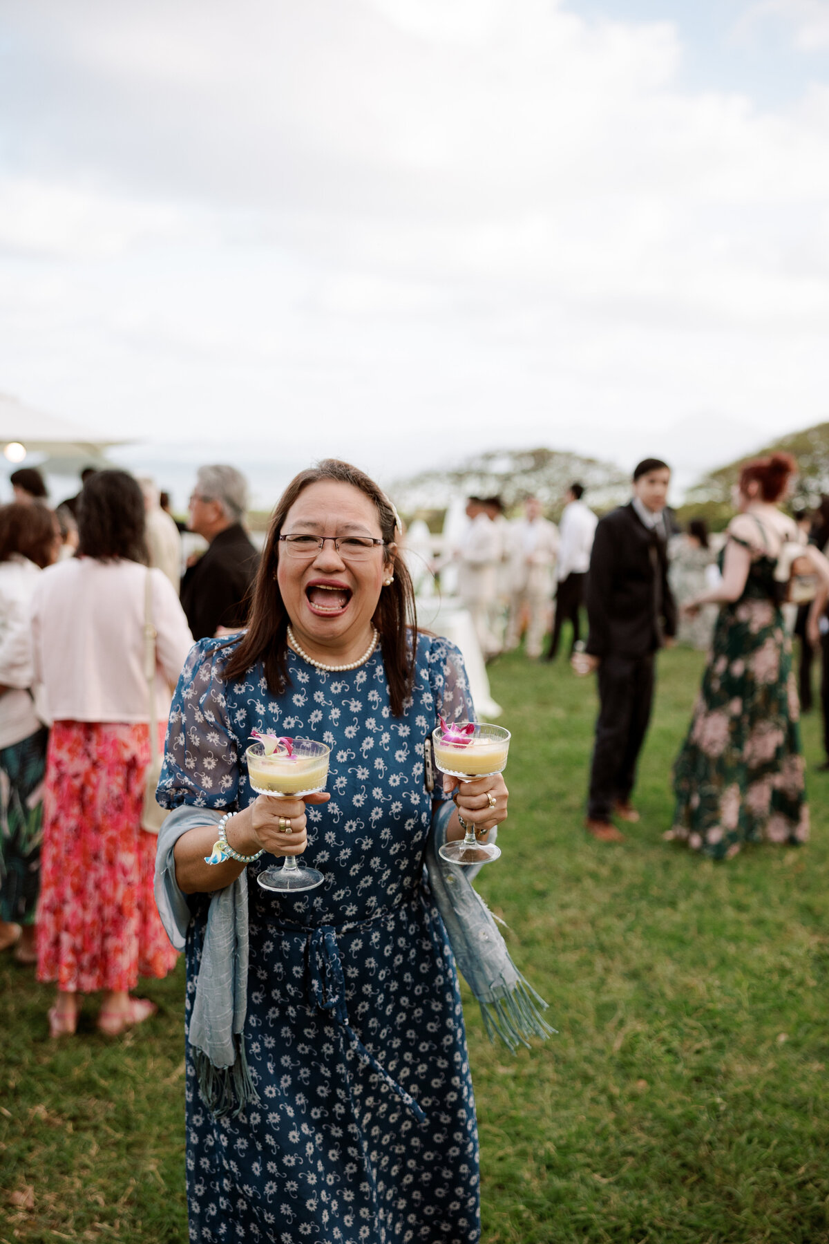 Fun, candid moment of a guest at the wedding, captured in a documentary wedding photography style — Carmel wedding photography by Kate Winters Photography.