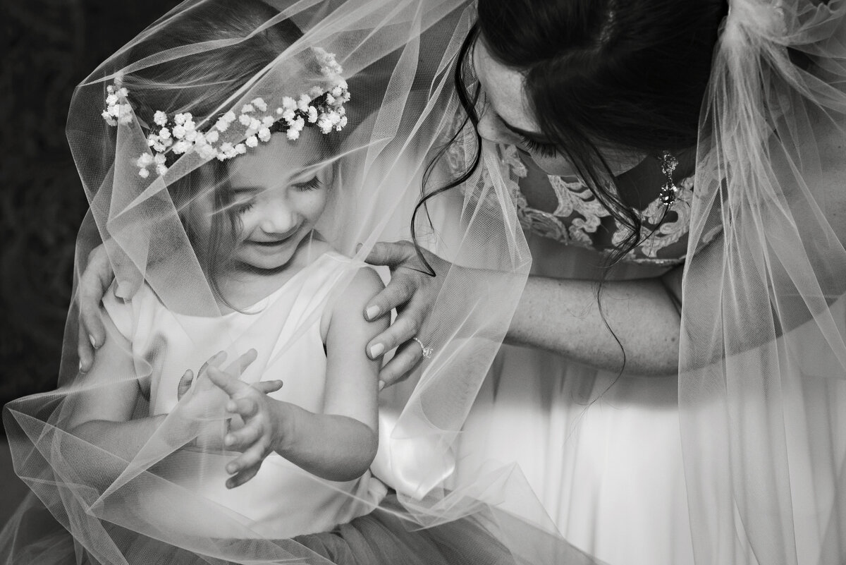 Bride and flower girl