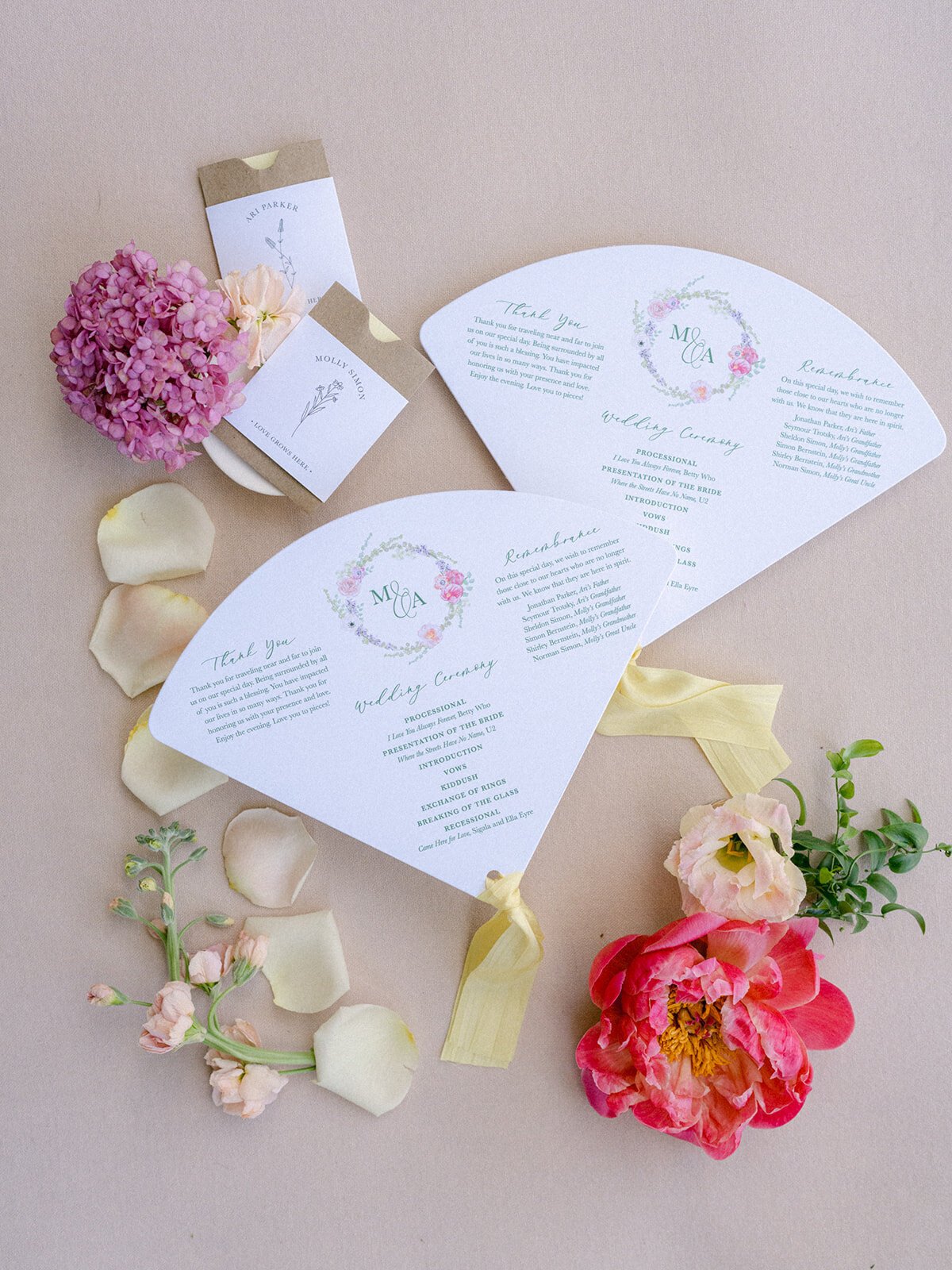 desert-floral-garden-wedding-program-fans