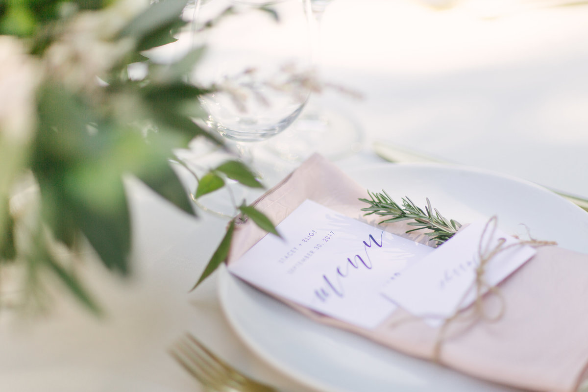 Reception table details at Firestone Vineyard wedding