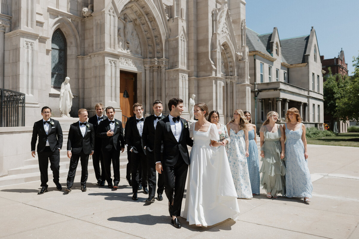 Indianapolis wedding photographer church bridal party photo