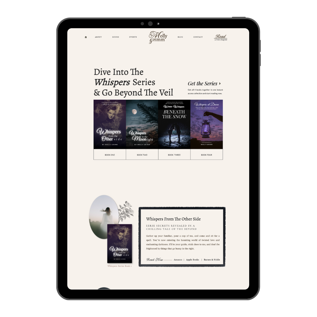 book series web page design for timeless authors showit template a season of stories web design