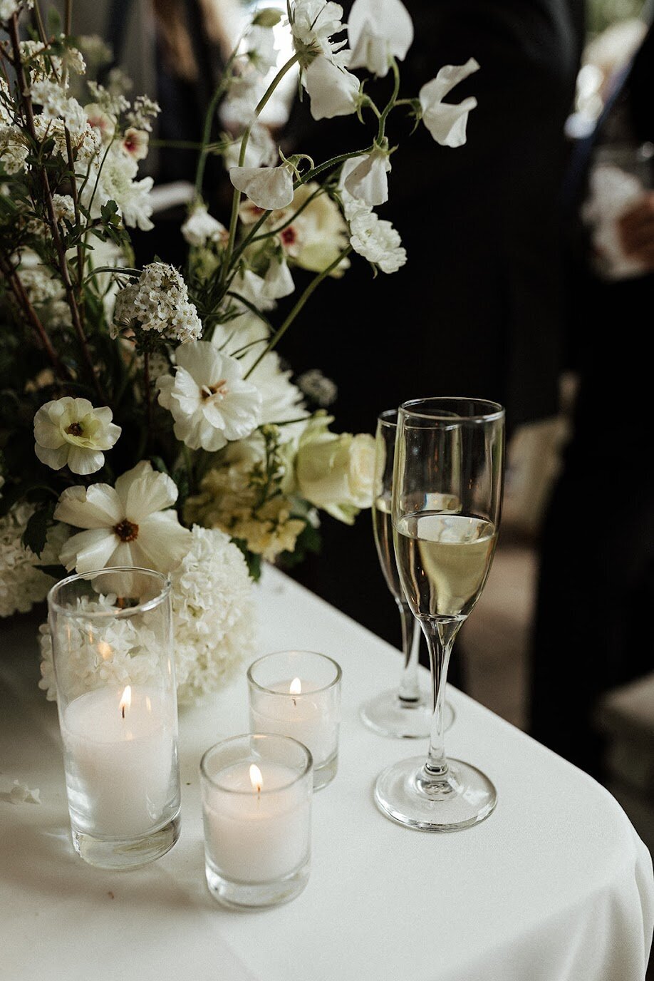White Floral Ethereal Wedding Cocktail Hour