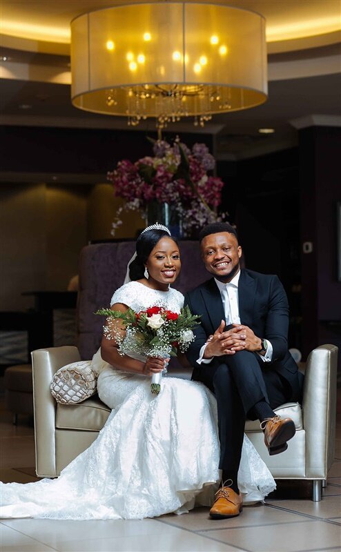 oruka events nigerian wedding planners planning and events in toronto white wedding bride and groom red bouquet portriats veil  photos Josh___Queen-398