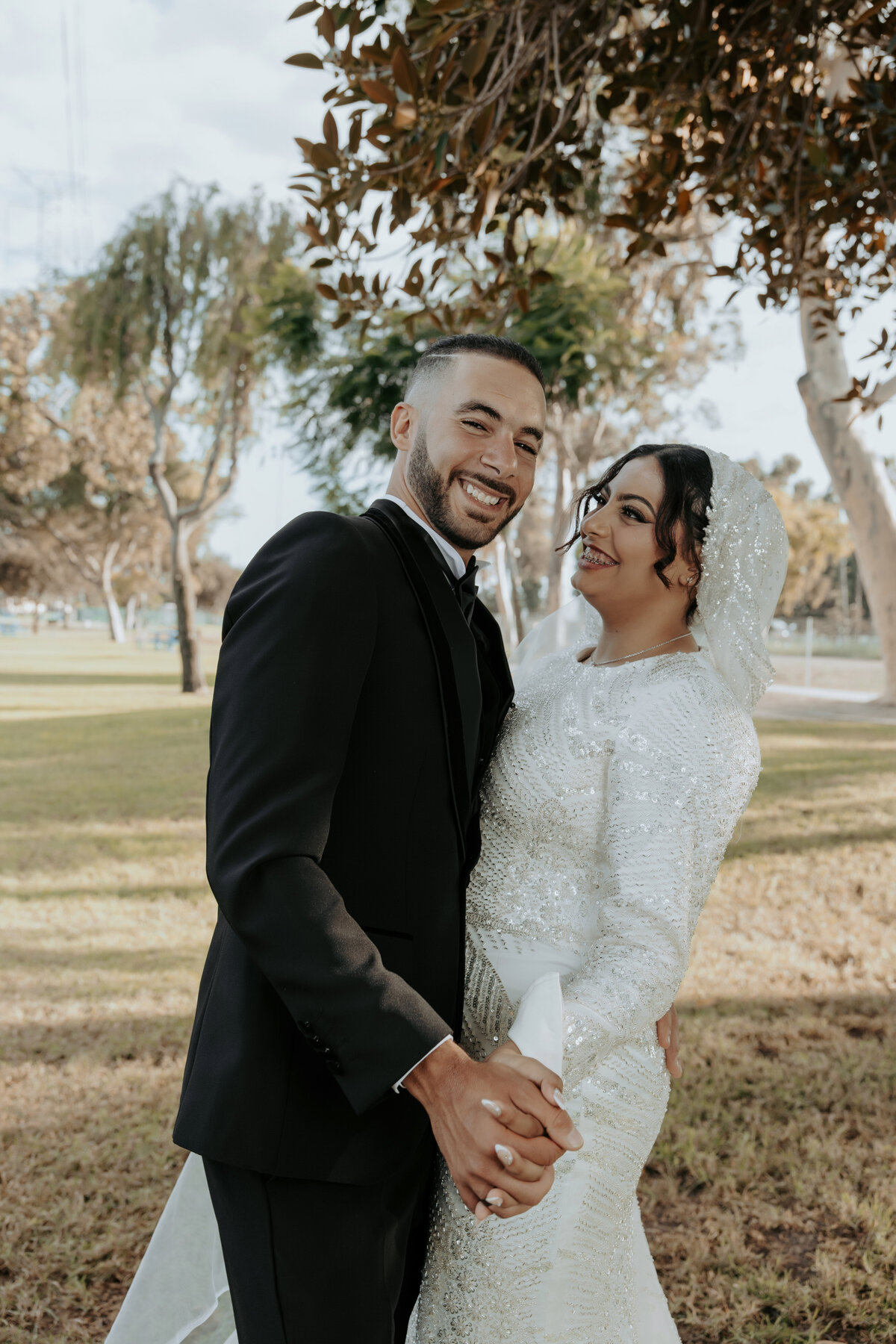 Bride in White Floral Garden – Romantic Arabian Wedding Portrait in LA