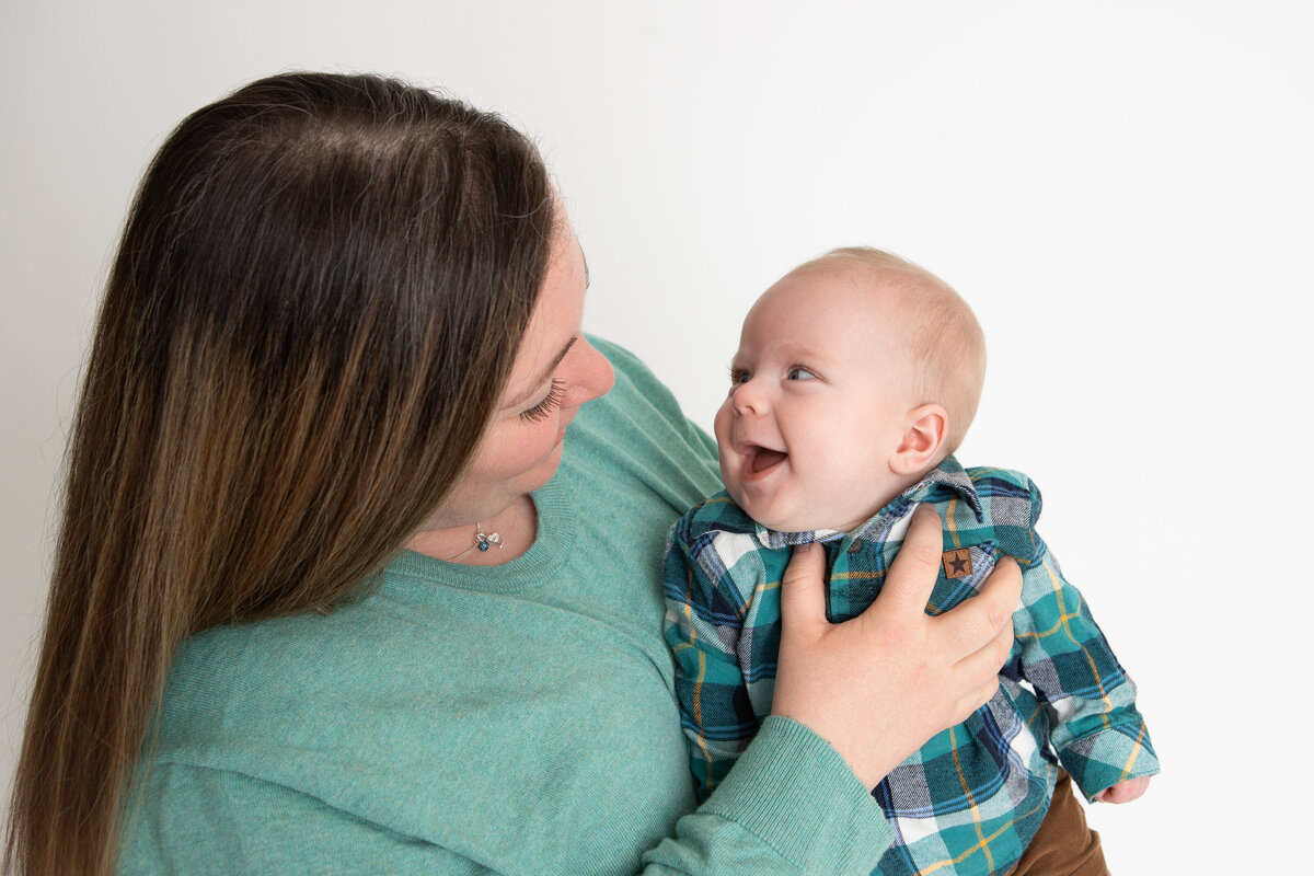 Mommy and me on white backdrop