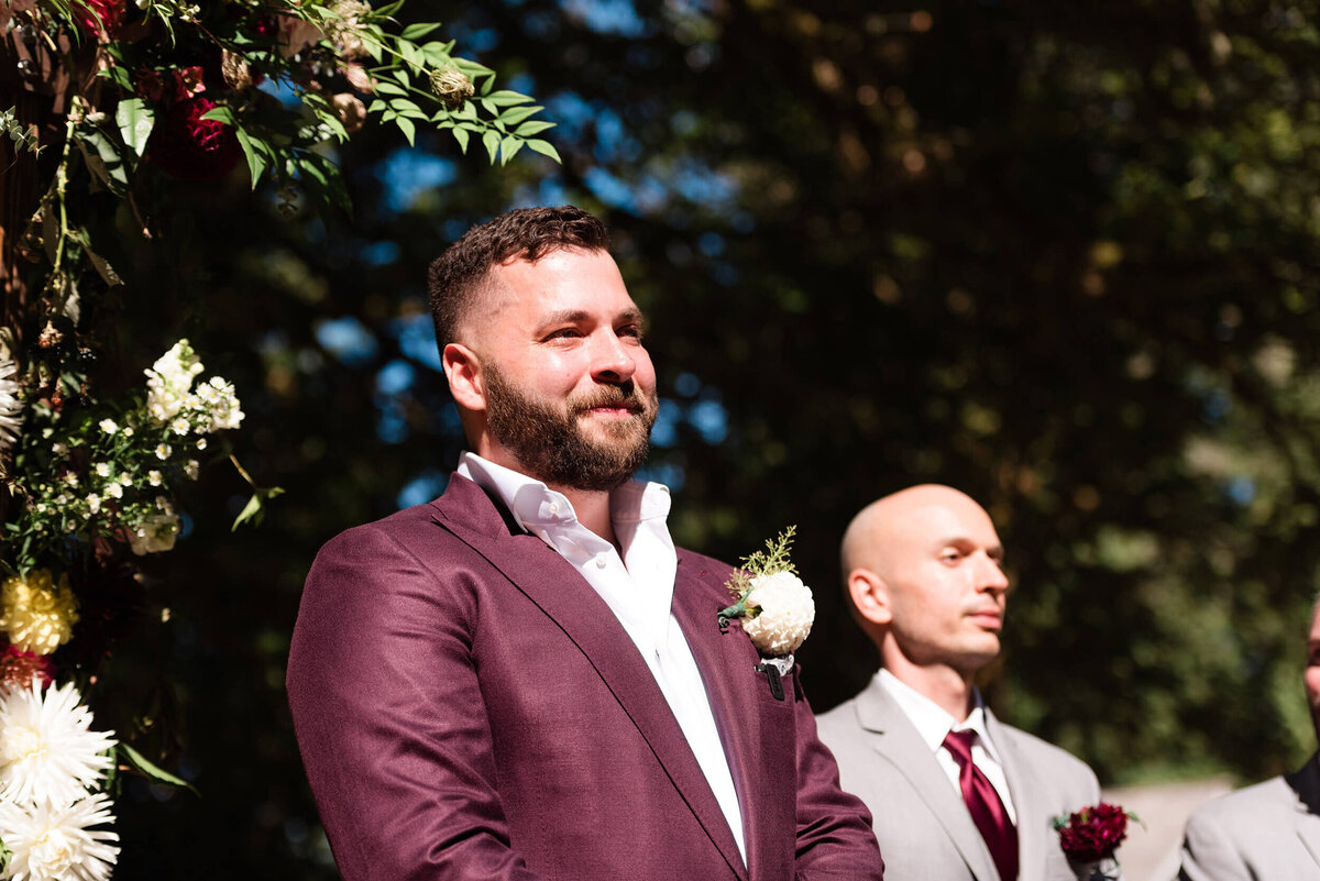 Groom at Nature Bridge Wedding Ceremony