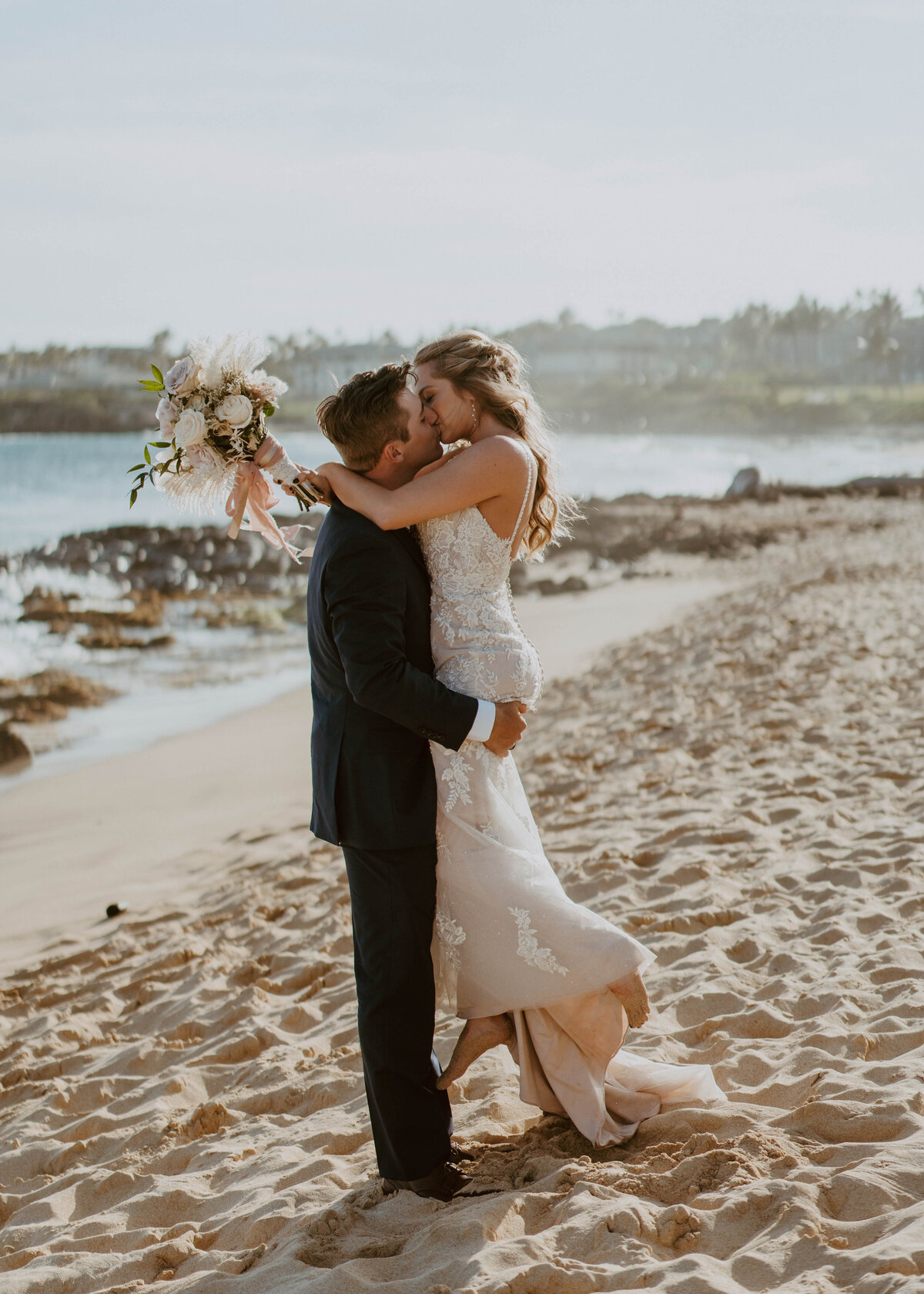 Nicole and Ethan got married at one of the many beautiful beaches in Hawaii.