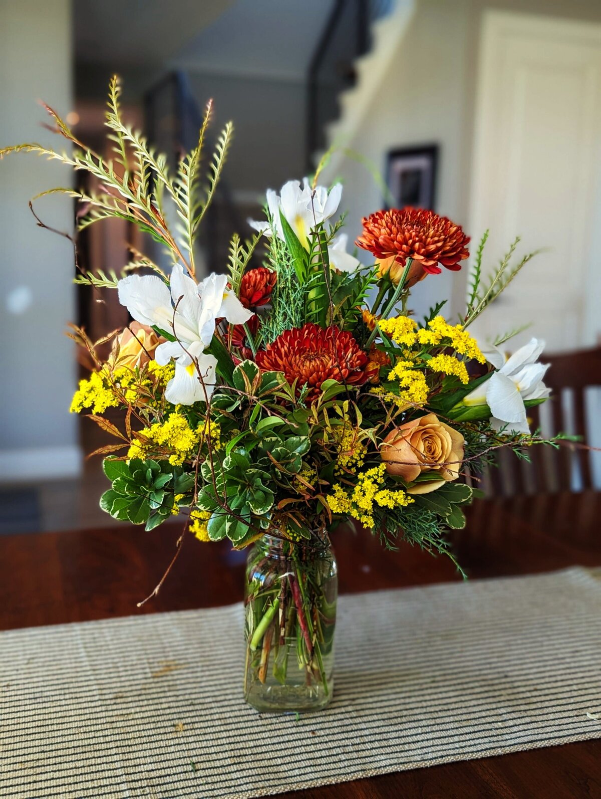funeral and sympathy floral fall vase arrangement