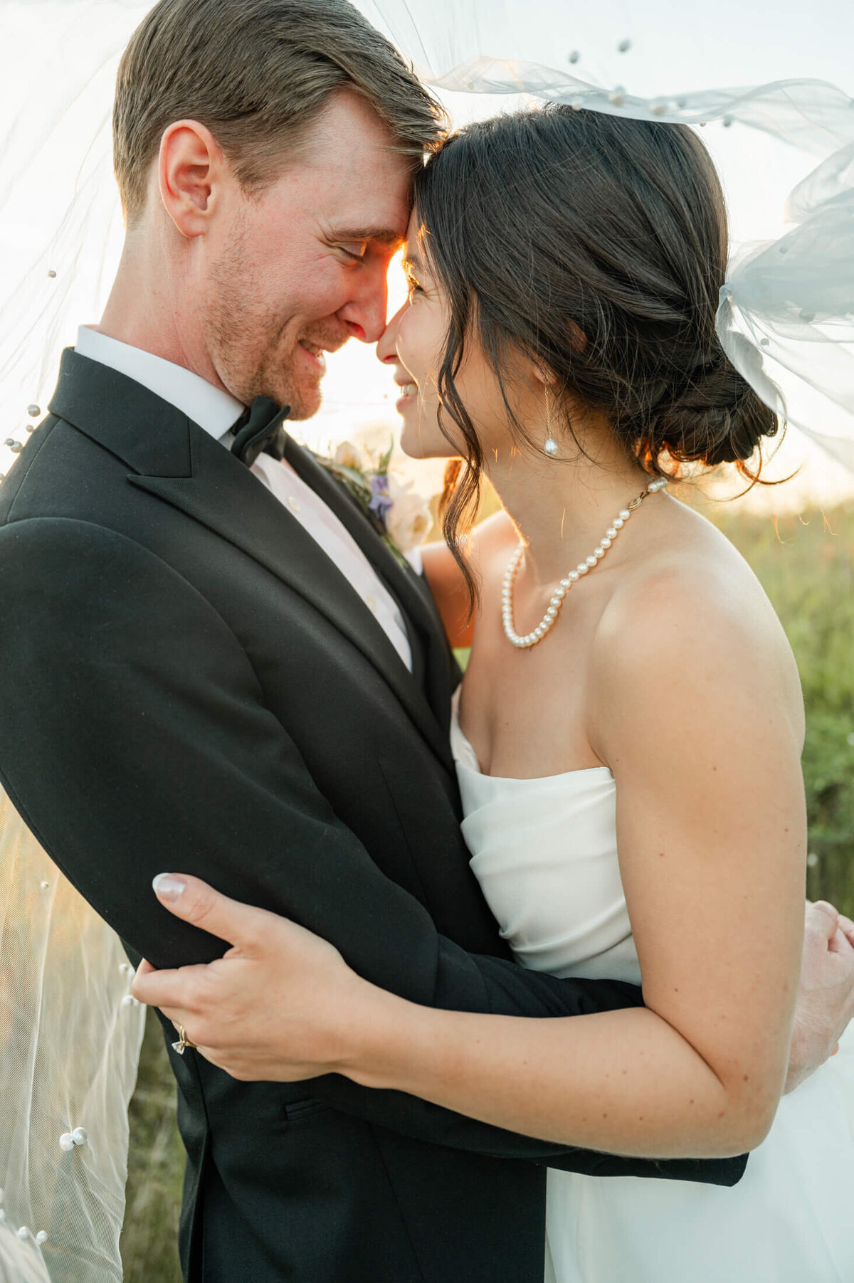 Bride and Groom on their wedding day near Madison Wisconsin