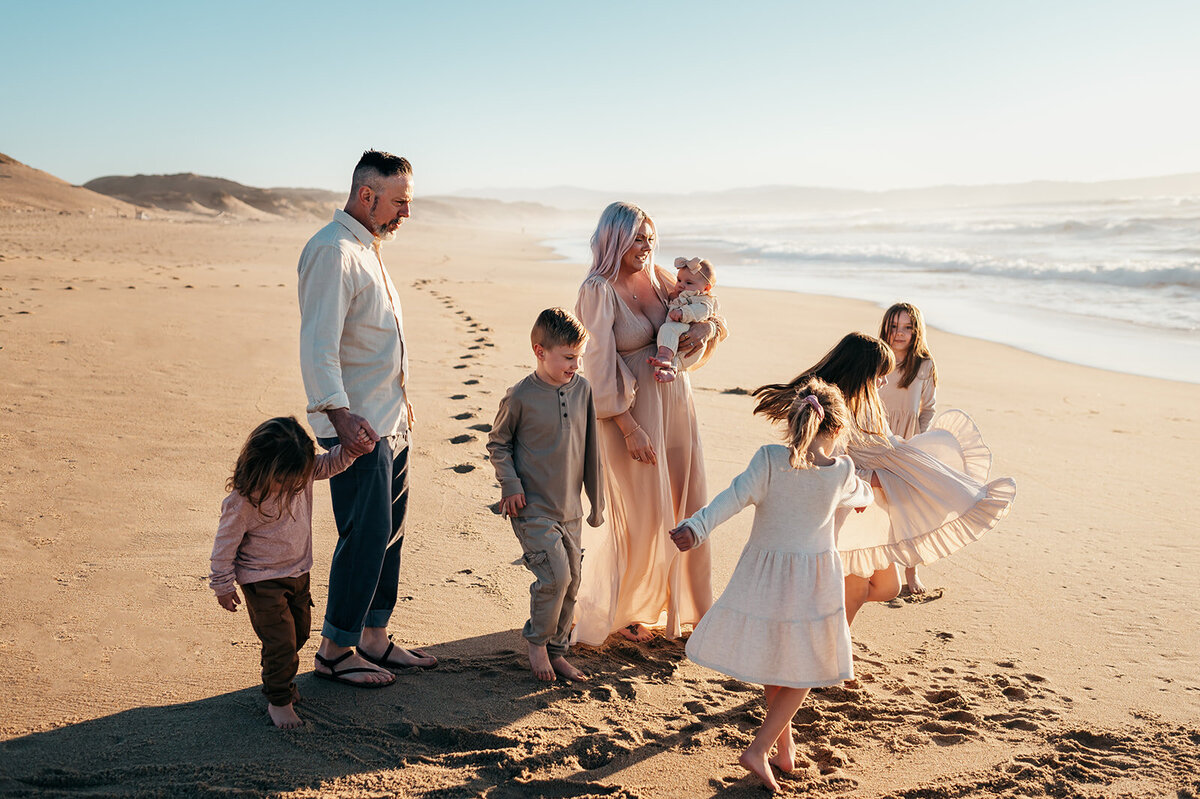 Family on the beach, Monterey