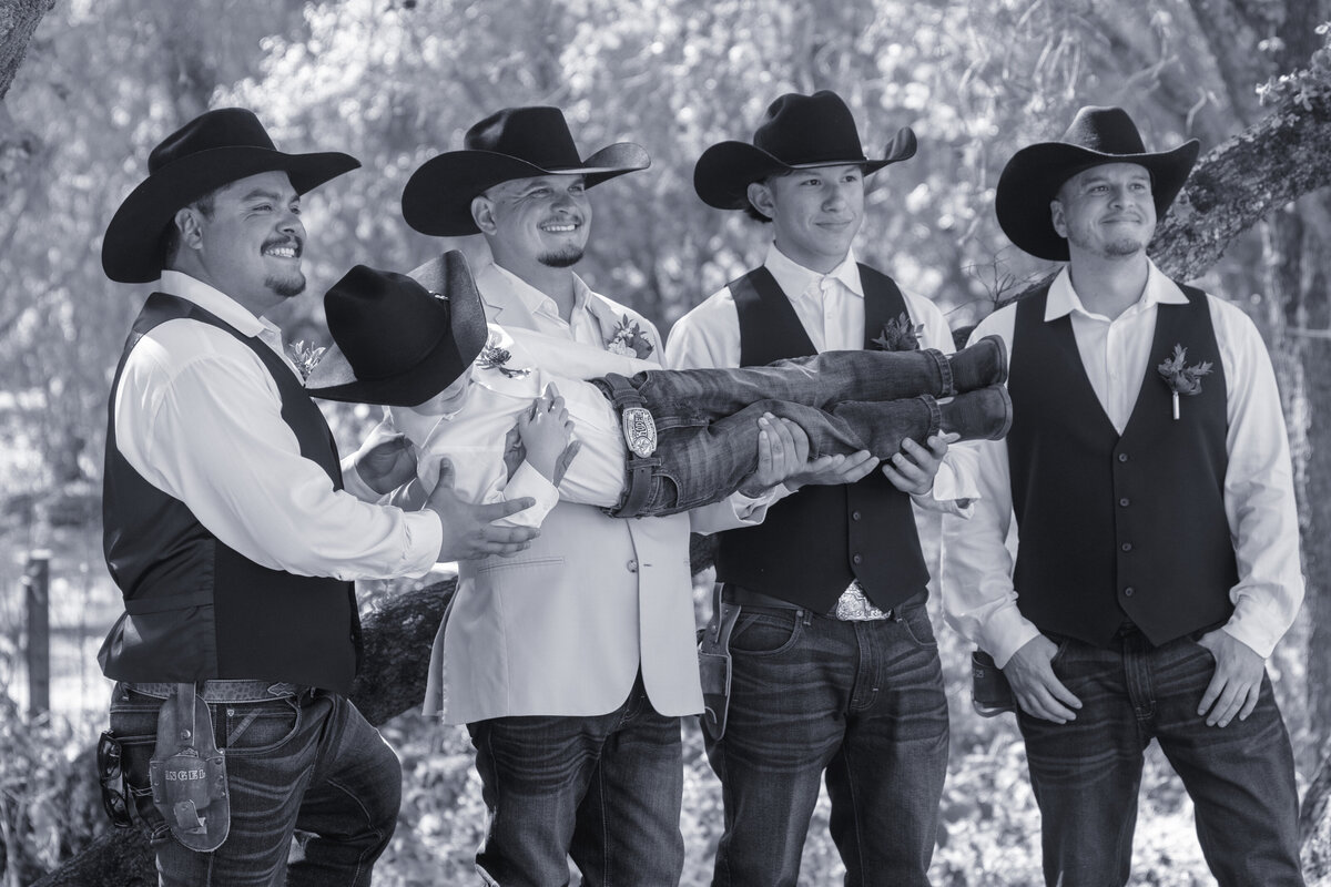 black and white cowboy groomsmen