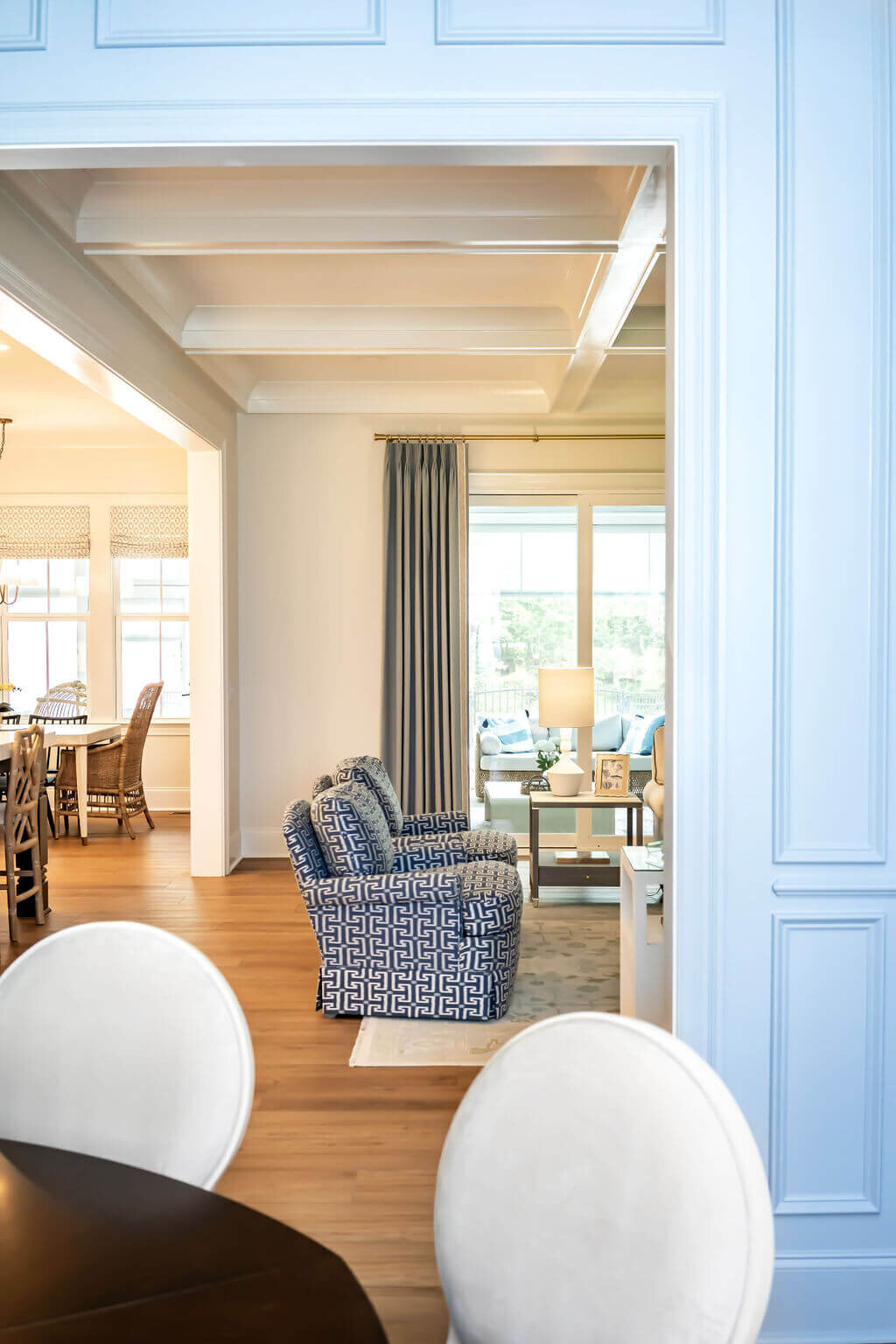 sweet southern home gracies space living room with blue armchair