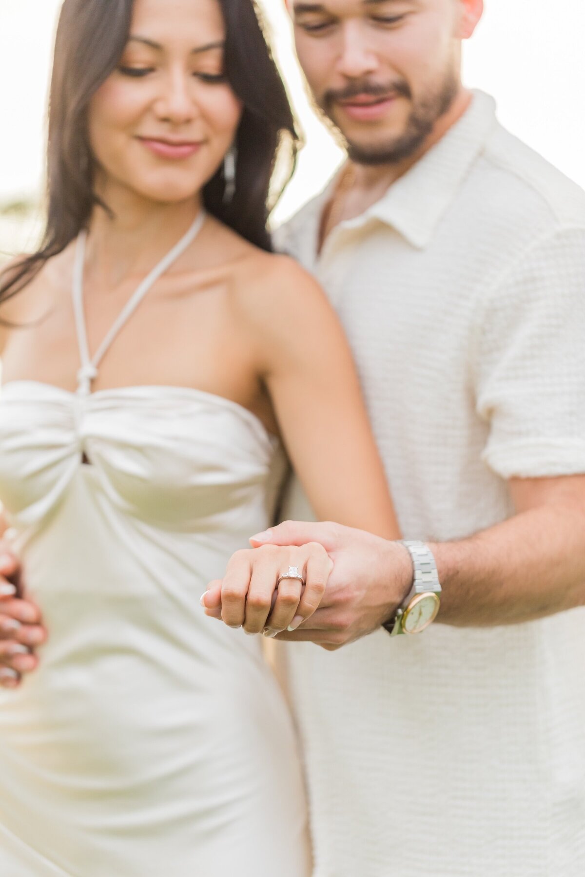 Close-up of engagement ring on Big Island 