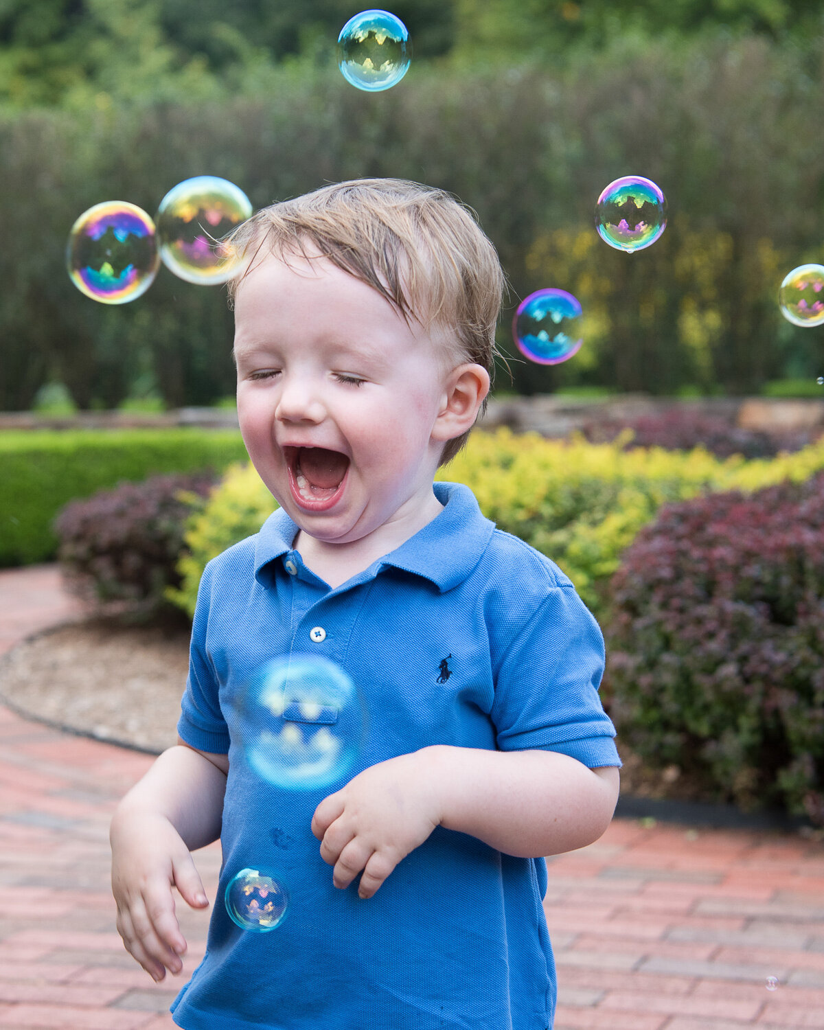 Toddler with bubbles