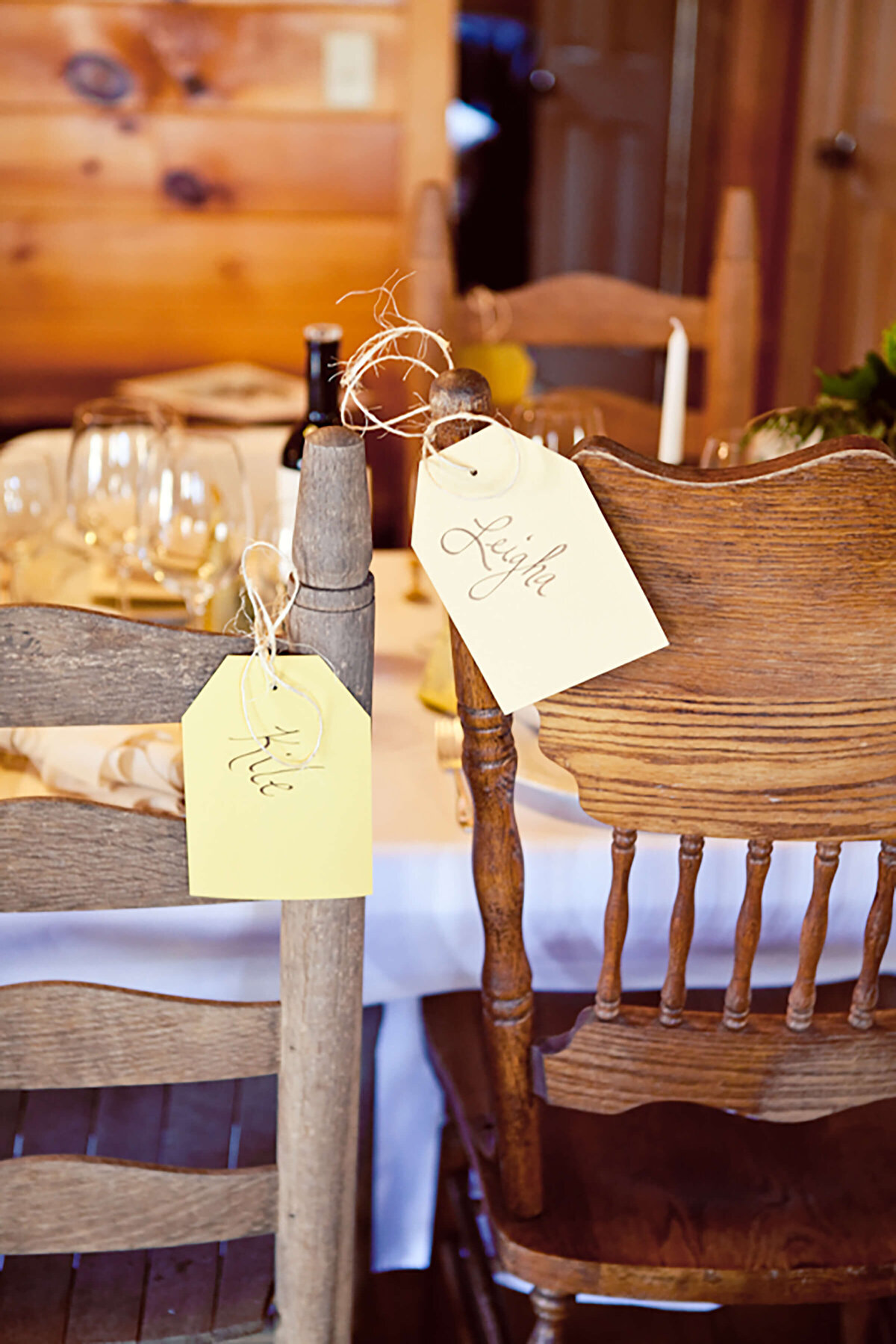whimsical-cabin-chair-tags-wedding-ampersandink