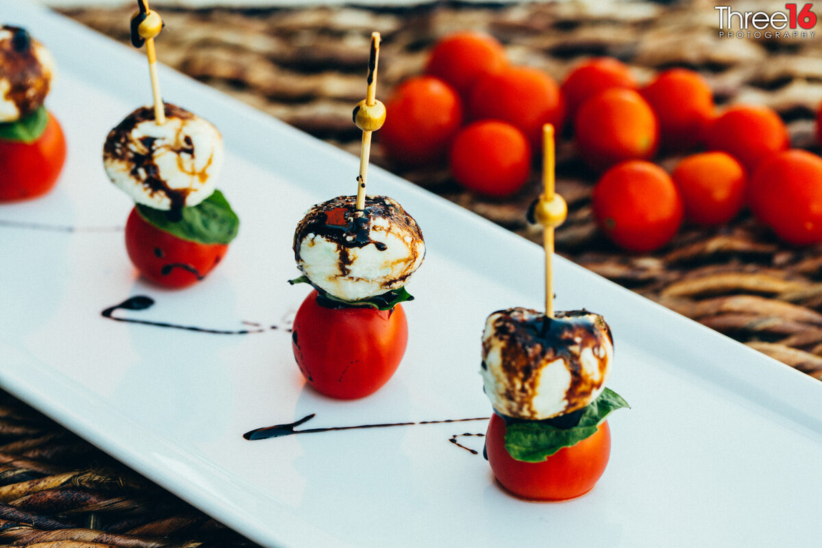 Caprese salad done elegantly at a corporate event