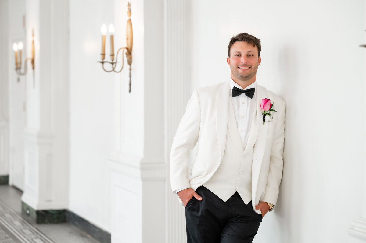 groom in the washington room of the george washington hotel in pennsylvania